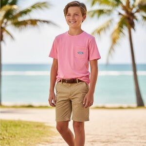Vineyard Vines Kids Pink Short Sleeve Pocket T-Shirt - Boys/Girls Size L